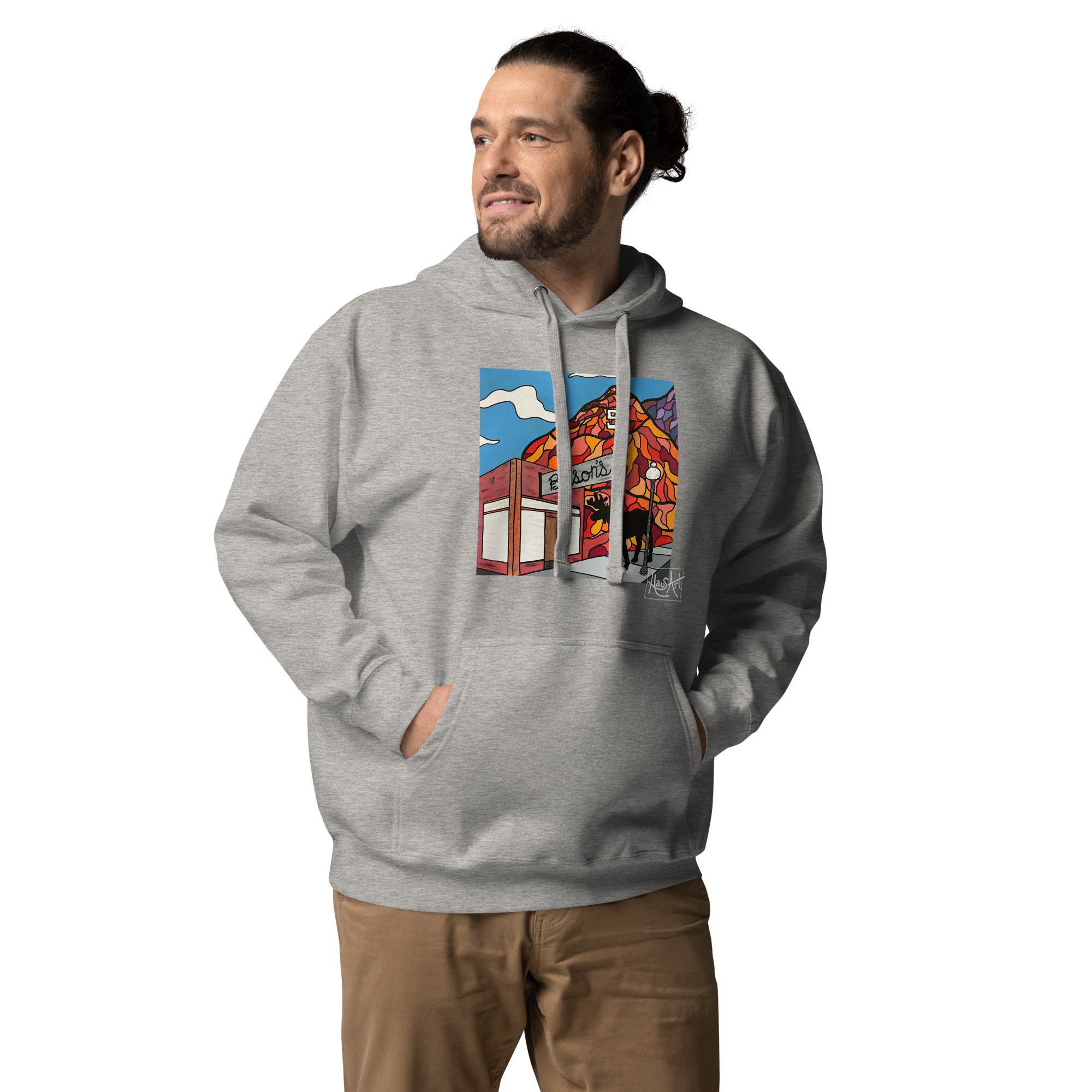 Unisex Hoodie - Benson's & S Mountain-Carbon Grey-S-HausArt-Salida Colorado Custom Mountain Hoodie