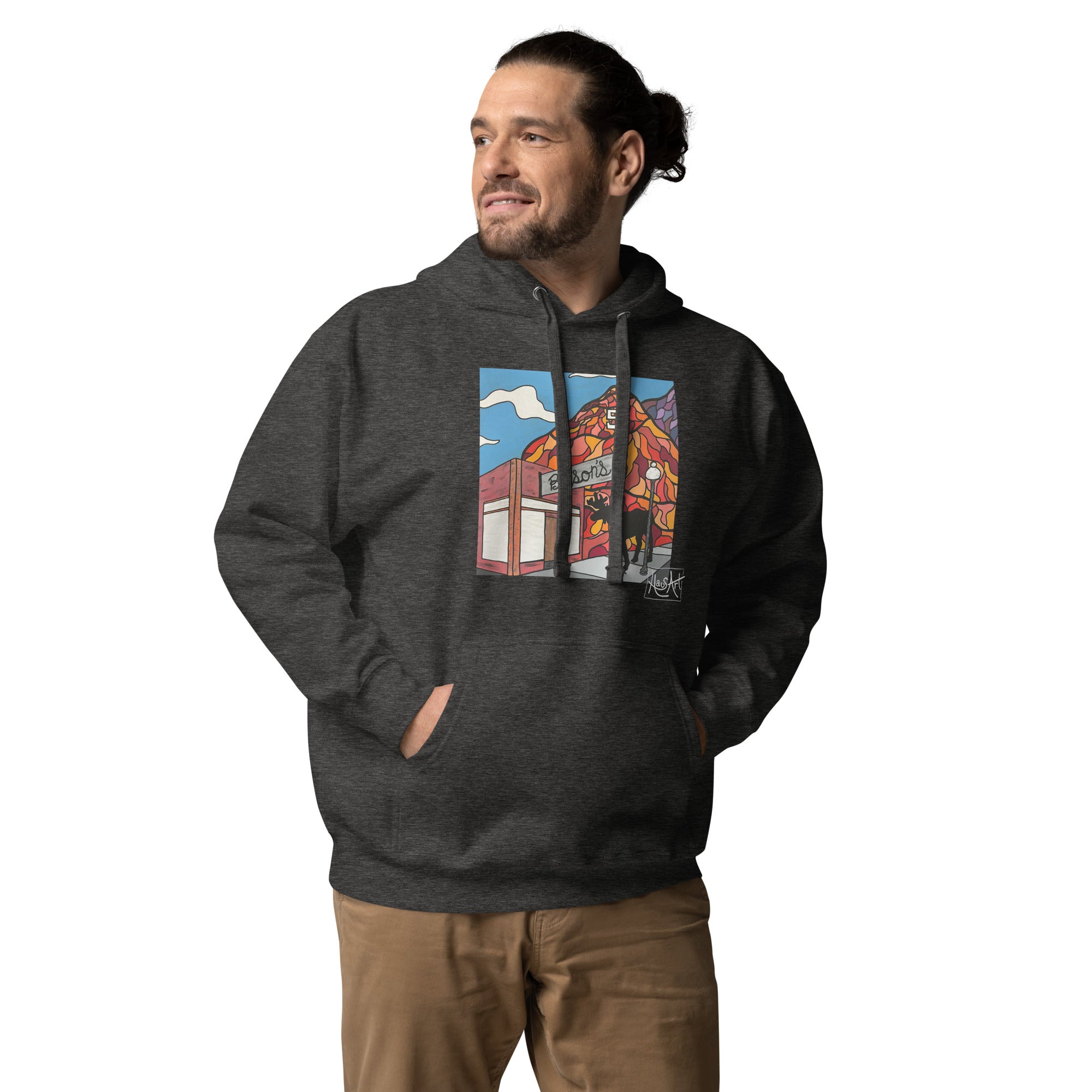 Unisex Hoodie - Benson's & S Mountain-Charcoal Heather-S-HausArt-Salida Colorado Custom Mountain Hoodie