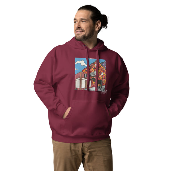 Unisex Hoodie - Benson's & S Mountain-Maroon-S-HausArt-Salida Colorado Custom Mountain Hoodie