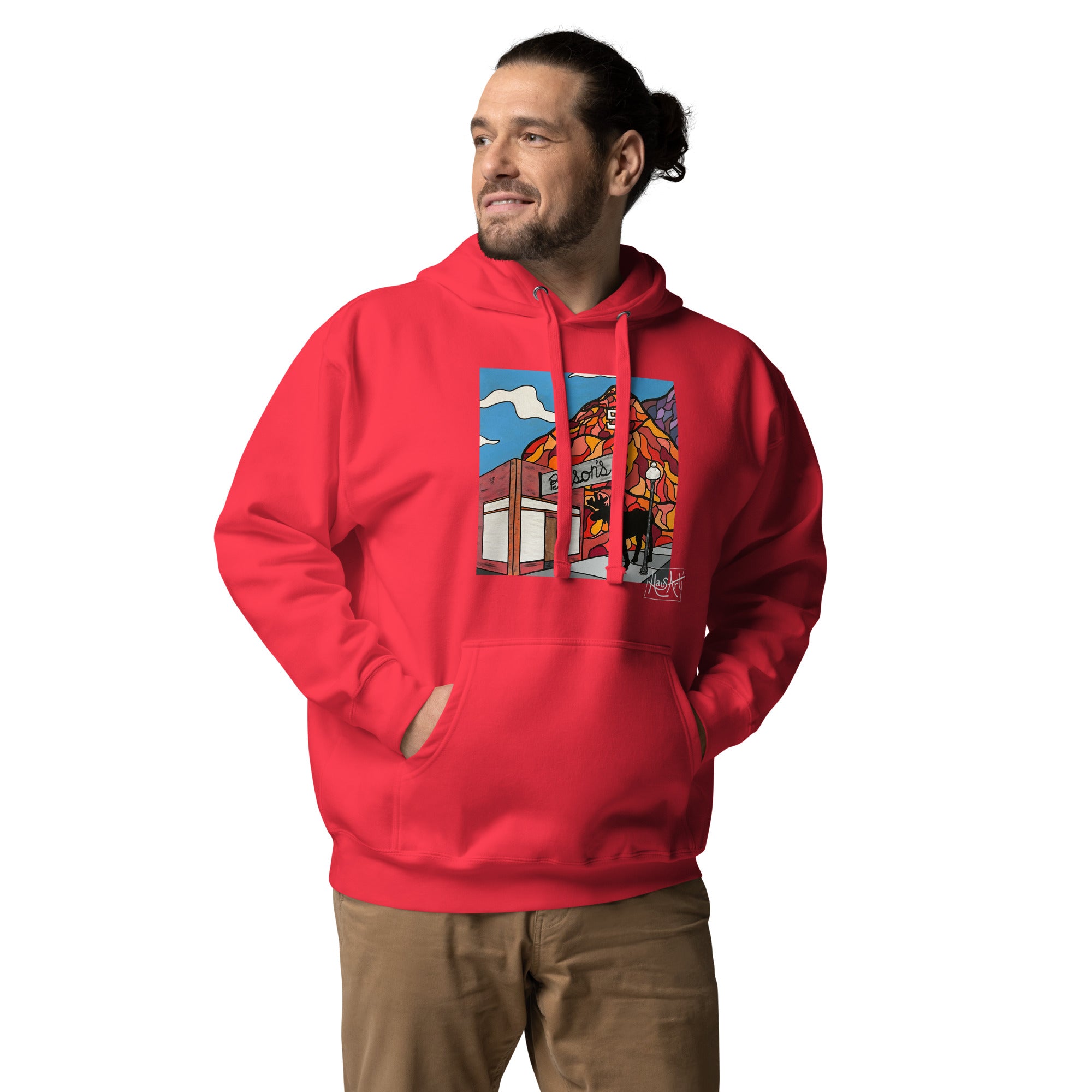 Unisex Hoodie - Benson's & S Mountain-Team Red-S-HausArt-Salida Colorado Custom Mountain Hoodie