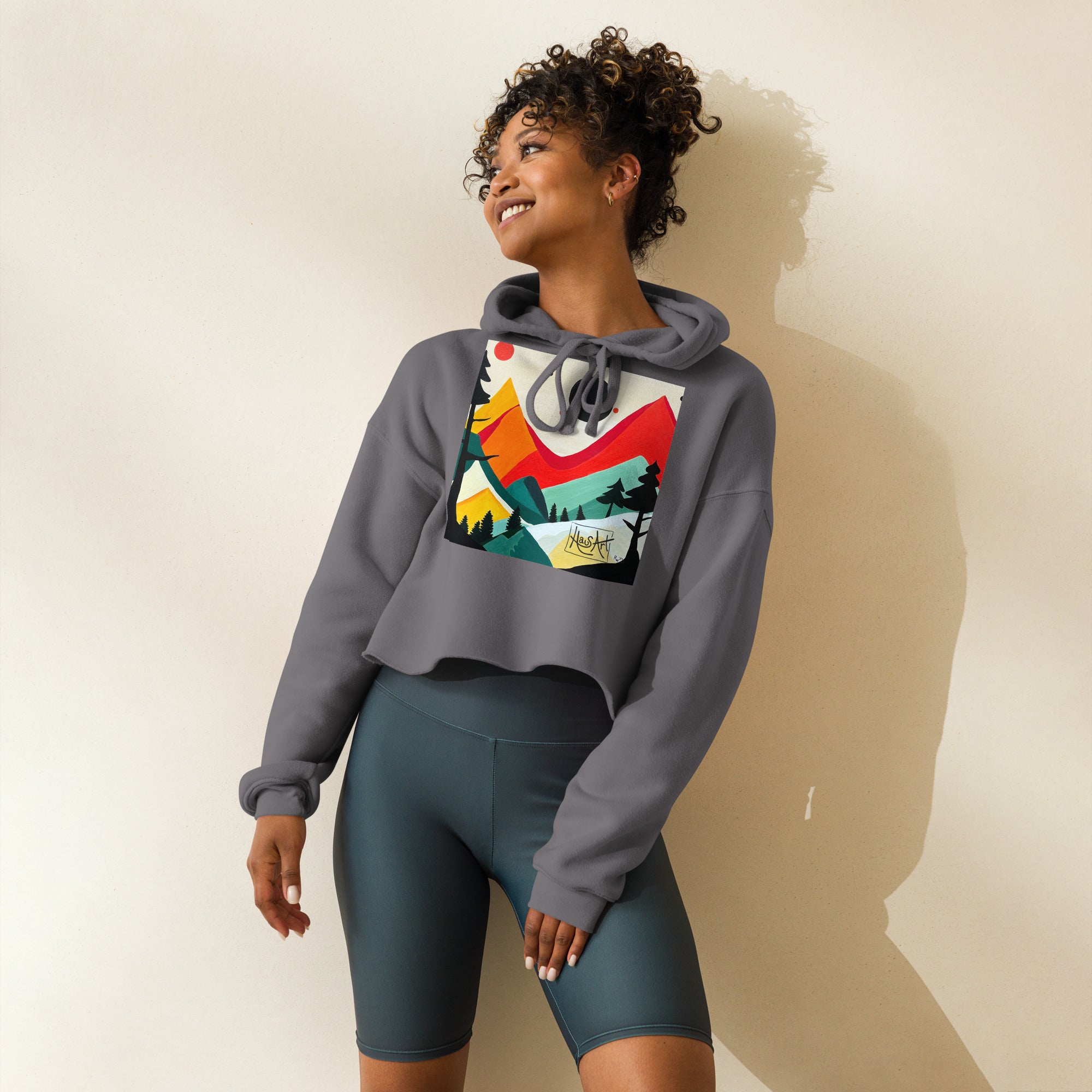 Crop Hoodie-Storm-S-HausArt-Salida Colorado Custom Mountain Hoodie